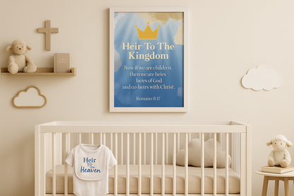 Heir to the Kingdom | Framed Inspirational Poster | Roman 12:8 - Christian Wall Art, Home Decor, Uplifting Gift, Religious Poster