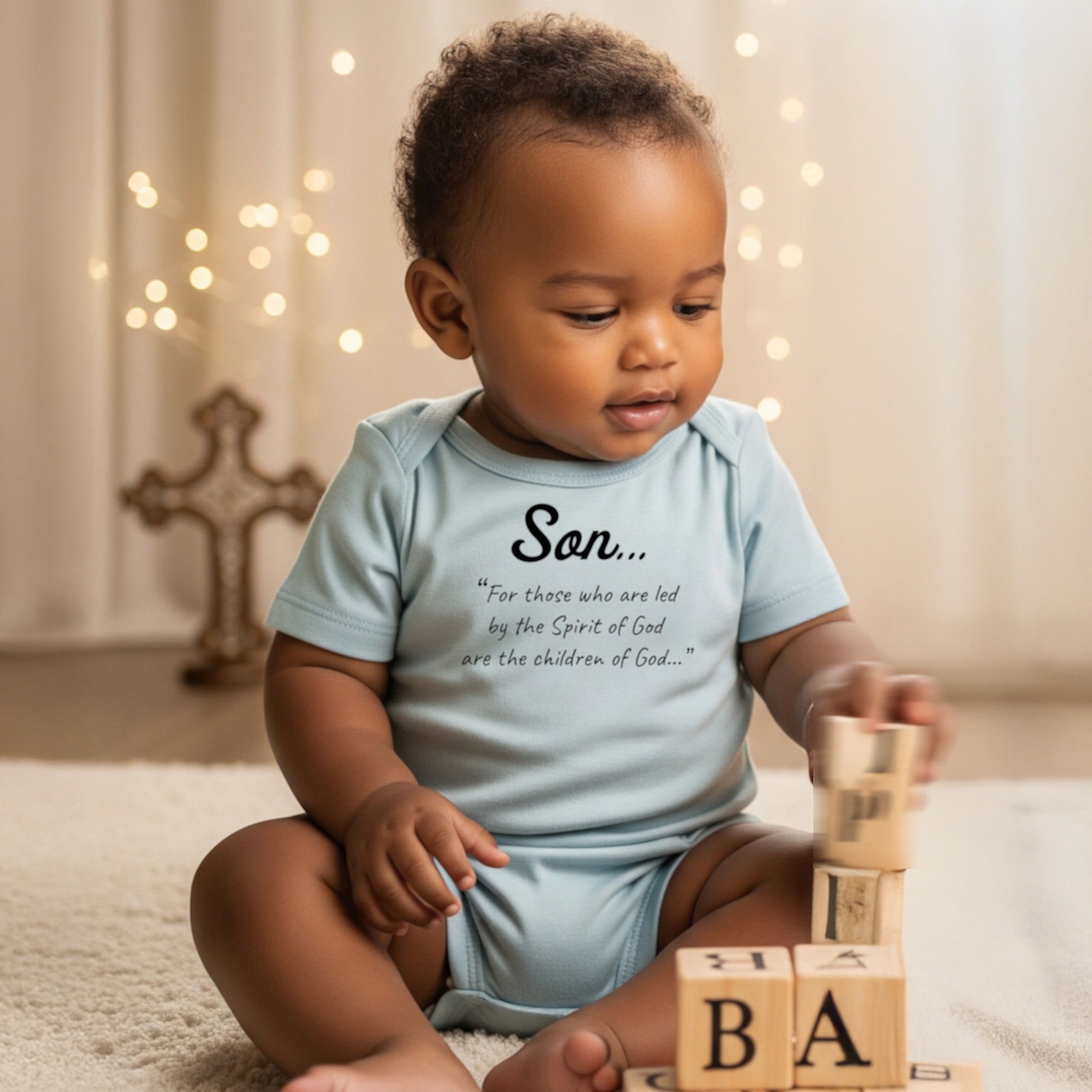 SON...  | Spirit of GOD Infant Bodysuit | Romans 8:14 - “For those who are led by the Spirit of God are the children of God…" Baby Shower Gift, Cute Baby Outfit, Religious Gift, Newborn Clothes, Faith-Inspired Apparel