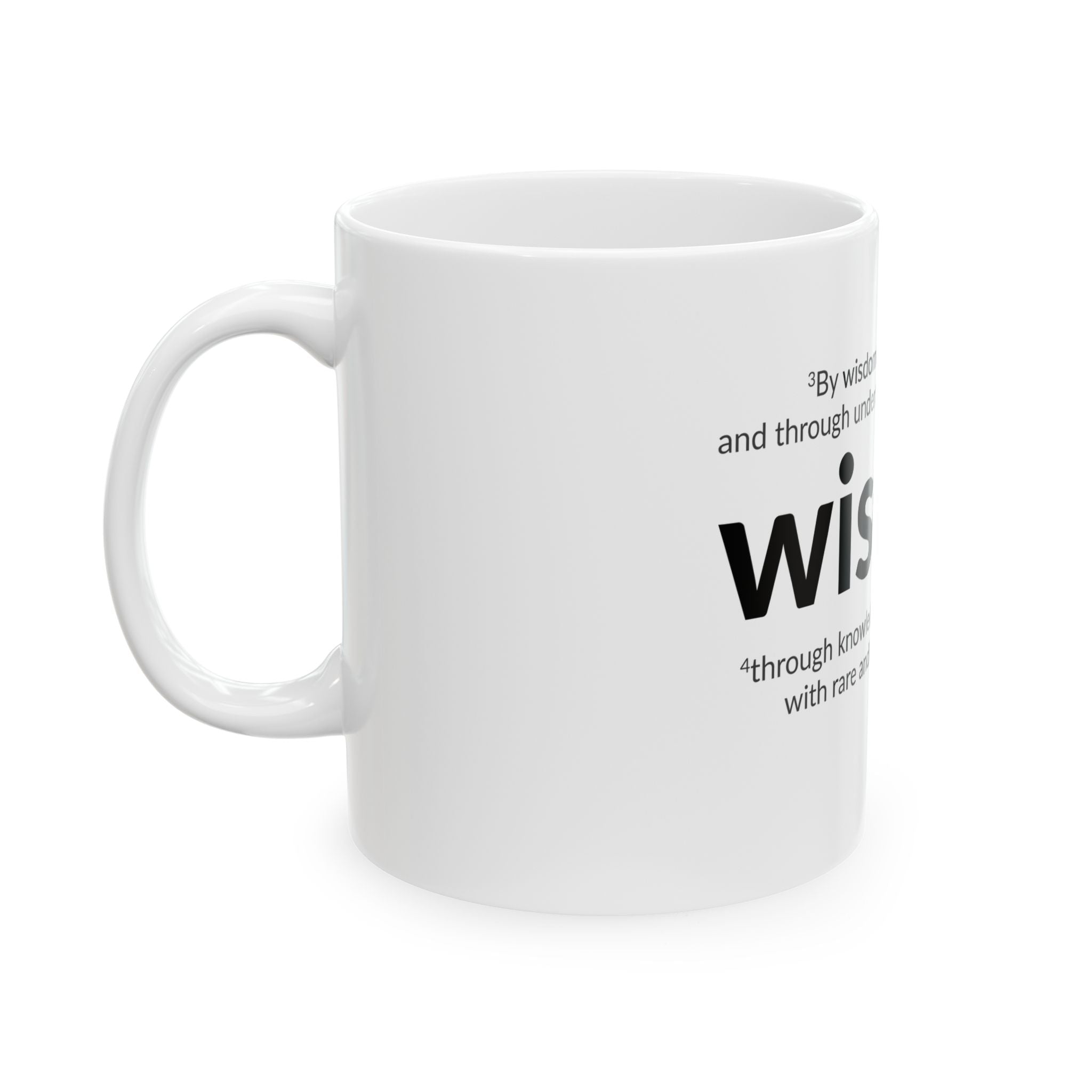 WISDOM | Faithware Collection – Ceramic Mug | Proverbs 24:3- (white)