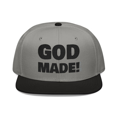 'GOD MADE!' | Embroidered Snapback Cap - (Job 33:4)- black