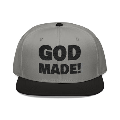 'GOD MADE!' | Embroidered Snapback Cap - (Job 33:4)- black