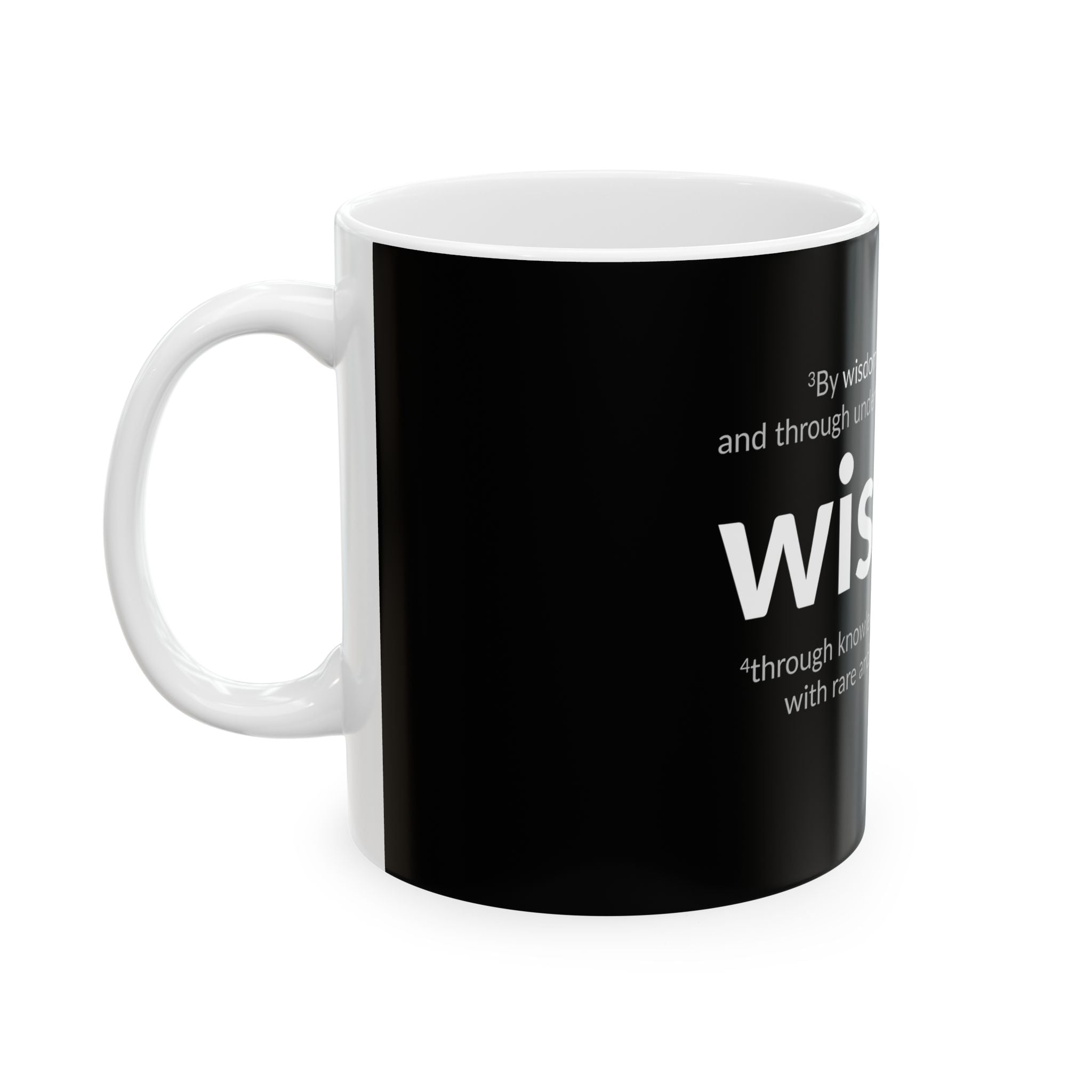 WISDOM | Faithware Collection – Ceramic Mug | Proverbs 24:3- (black)