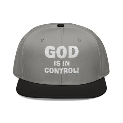 GOD IS IN CONTROL! | Embroidered Snapback Cap - (Proverbs 19:21)