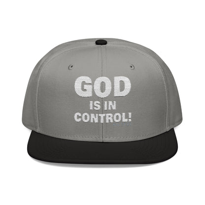 GOD IS IN CONTROL! | Embroidered Snapback Cap - (Proverbs 19:21)