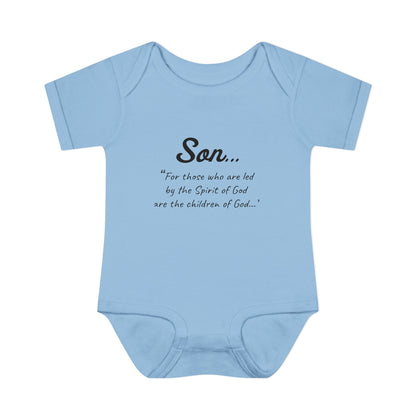SON...  | Spirit of GOD Infant Bodysuit | Romans 8:14 - “For those who are led by the Spirit of God are the children of God…" Baby Shower Gift, Cute Baby Outfit, Religious Gift, Newborn Clothes, Faith-Inspired Apparel