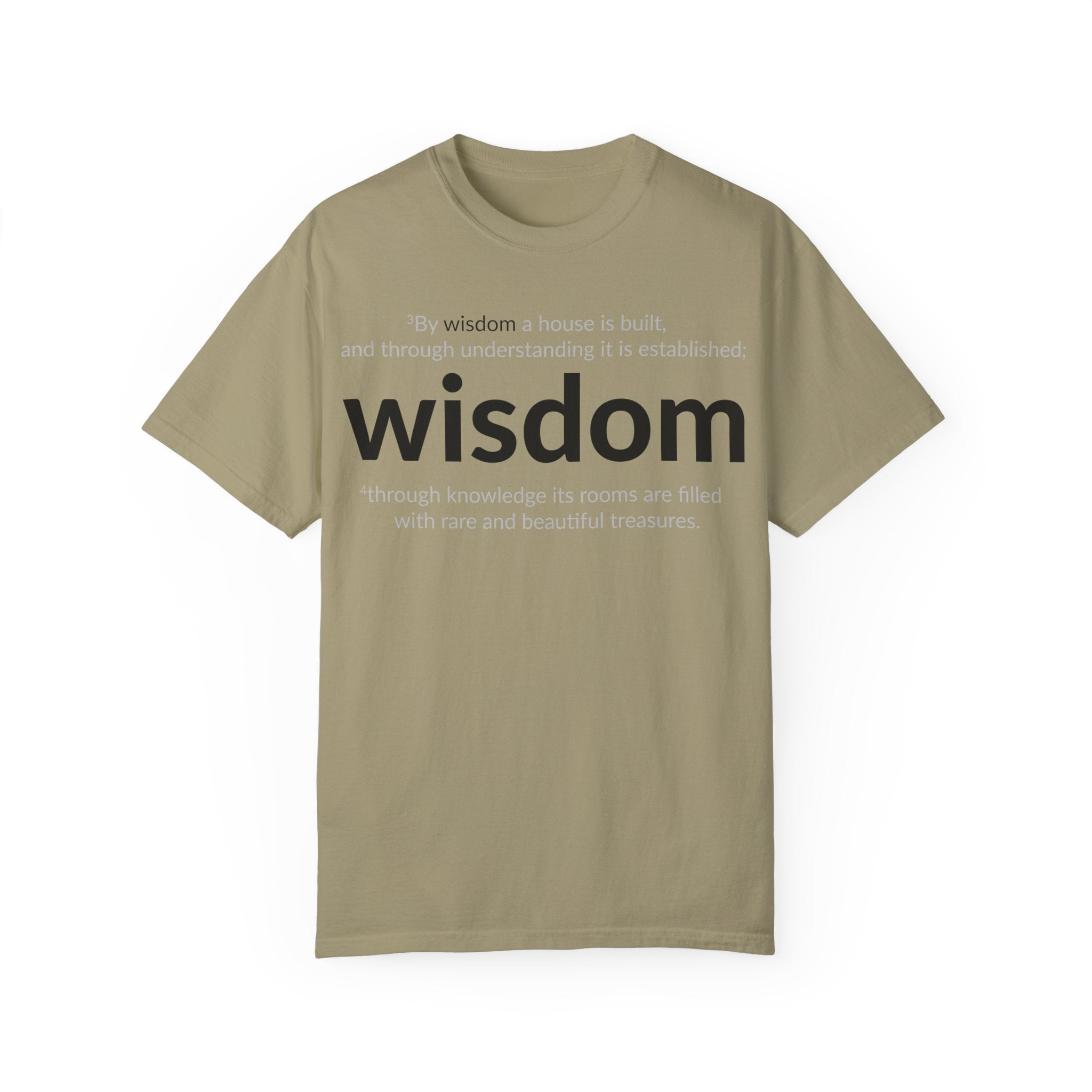 WISDOM! Inspiration Verses unisex t-shirt, Proverbs 24:3-4, Knowledge, Rare Treasures, Comfort Tee, Biblical Shirt