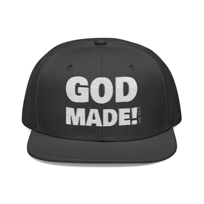 'GOD MADE!' | Embroidered Snapback Cap - (Job 33:4)- white
