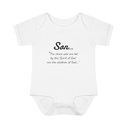 SON...  | Spirit of GOD Infant Bodysuit | Romans 8:14 - “For those who are led by the Spirit of God are the children of God…" Baby Shower Gift, Cute Baby Outfit, Religious Gift, Newborn Clothes, Faith-Inspired Apparel