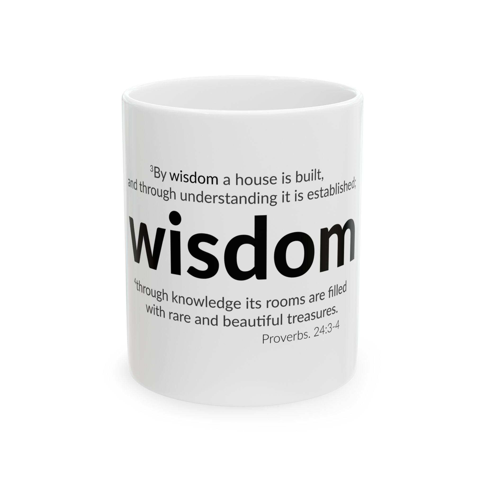 WISDOM | Faithware Collection – Ceramic Mug | Proverbs 24:3- (white)
