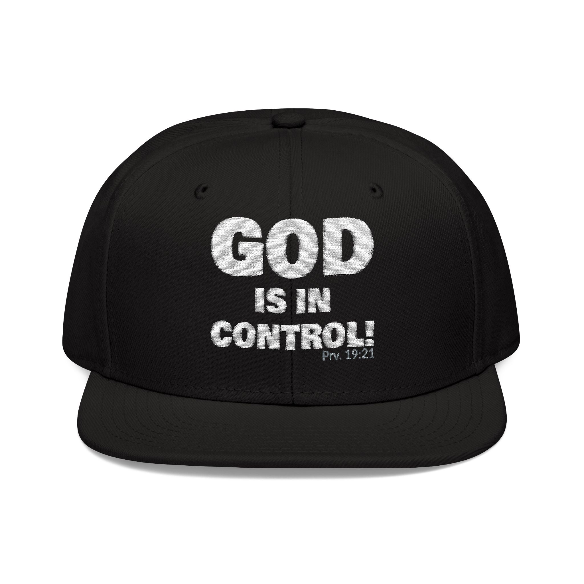 GOD IS IN CONTROL! | Embroidered Snapback Cap - (Proverbs 19:21)